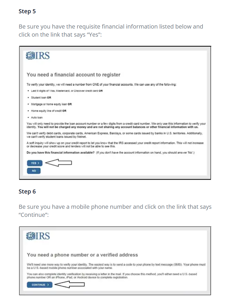 IRS registration checklist for financial information